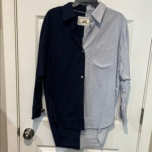 Anthropologie Maeve Navy and Light blue  Shirt s